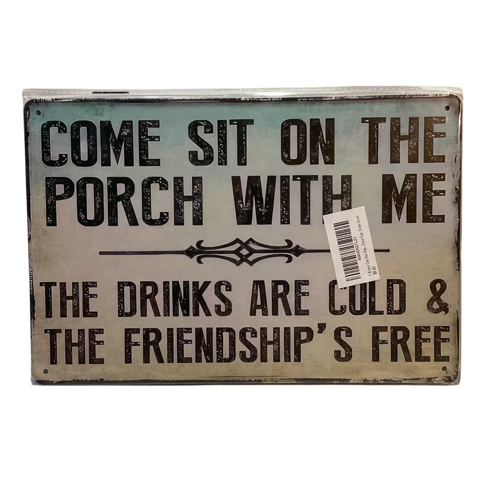 Nostalgic Sit on The Porch Media Golden Era Pin Up Art Tin 12"x 8" Sign New